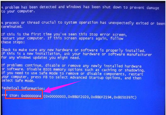 蓝屏代码0x000000f4,小编教你怎么解决电脑蓝屏代码0x000000f4