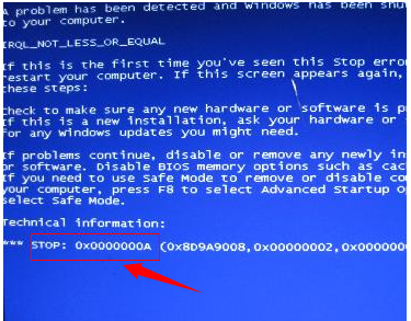 0x0000000a,小编教你电脑蓝屏代码0x0000000a怎么修复